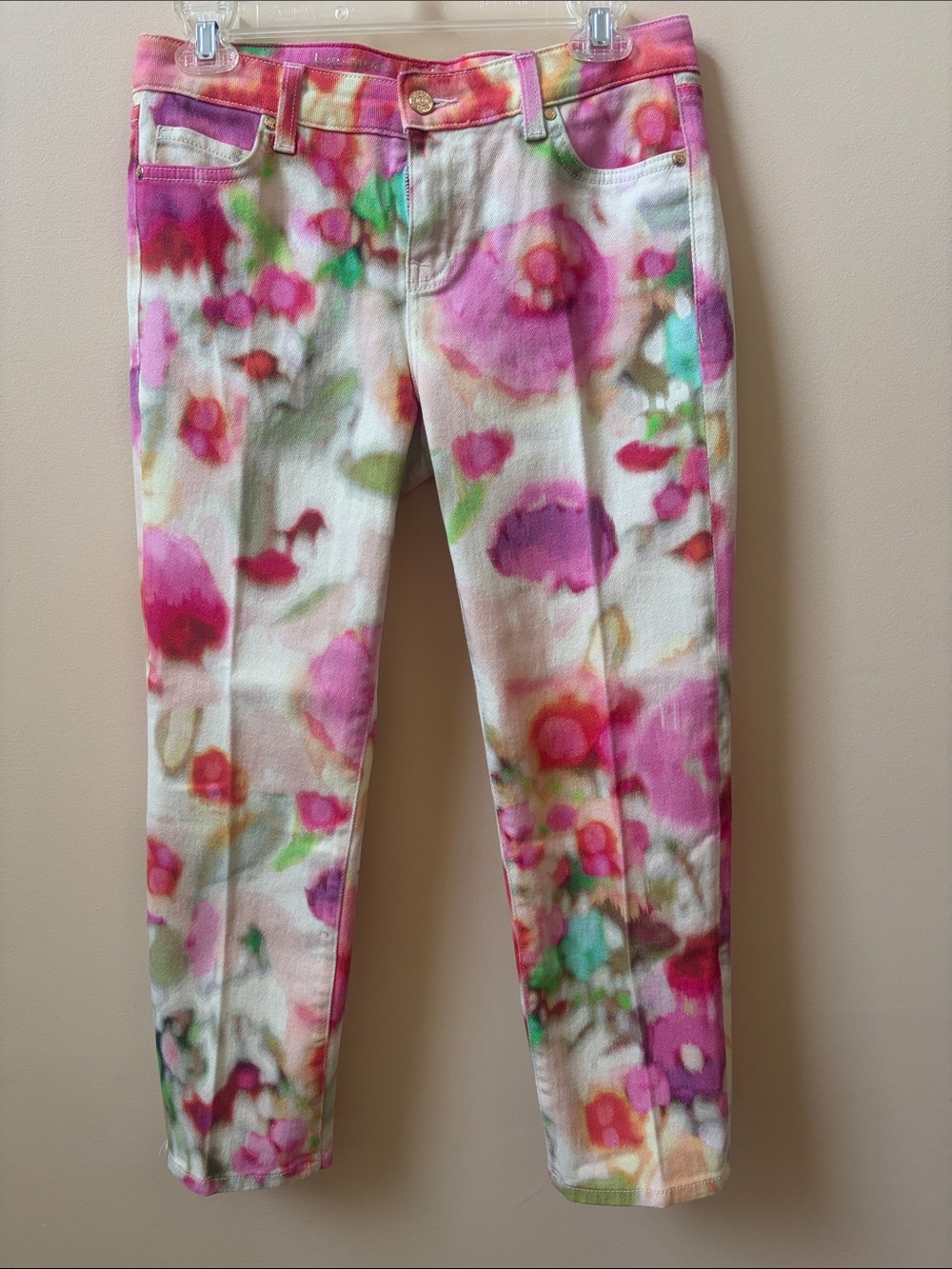 kate spade Pink Multi Watercolor Floral Stretch Jeans